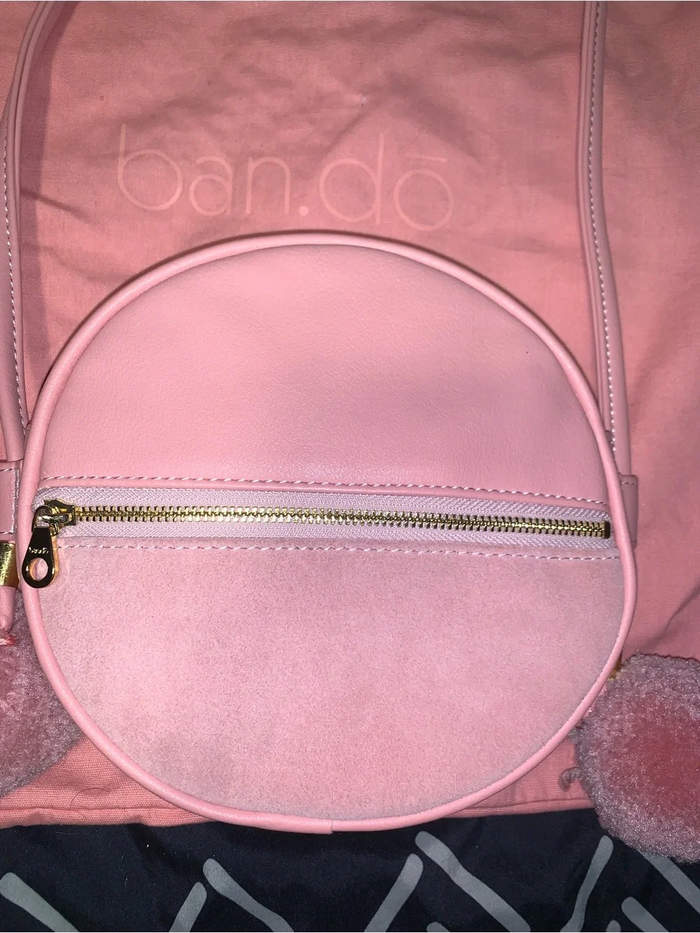 Never Worn Ban.do Leather Circle Pom Pom Crossbody Bag